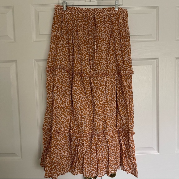 IN LOVE WITH LIFE ORANGE FLORAL SIDE-SLIT MAXI SKIRT - PINK LILY - Picture 6 of 7